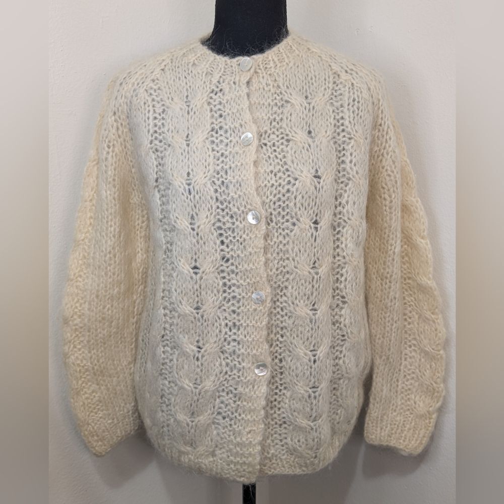 VTG Mary Lewis Wool Quiet Luxury Preppy Academia Cozy Neutral 60s Cardigan 40/M